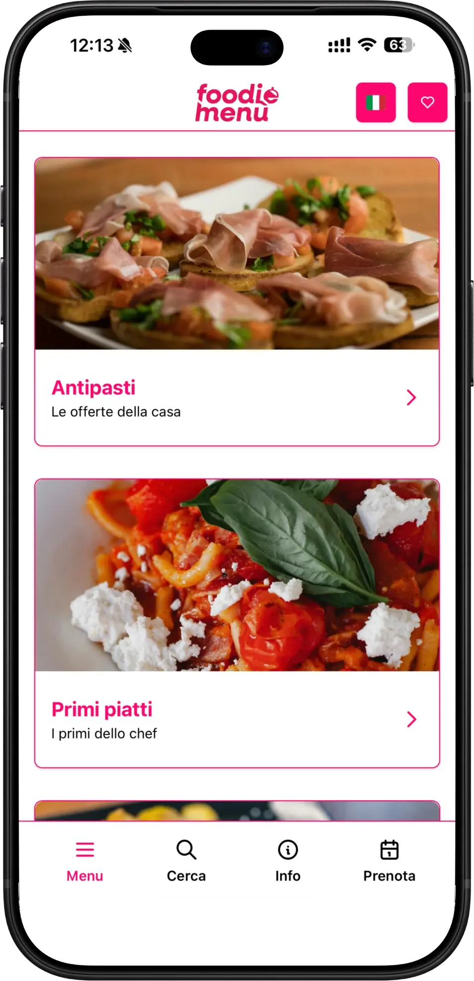 Menù digitale elegante